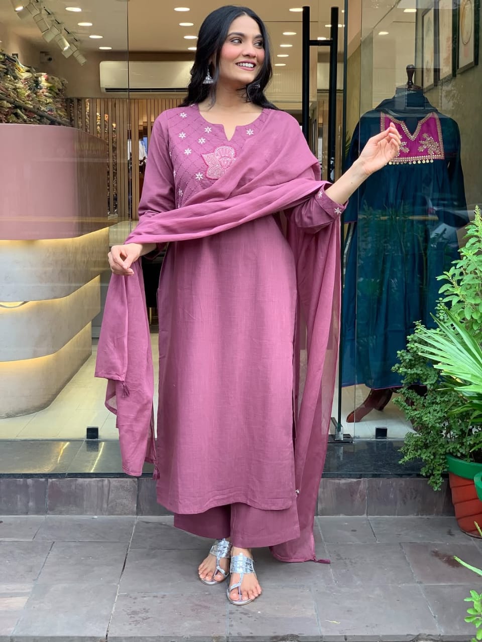 Premium Quality Cotton Kurti, Pants And Dupatta Set