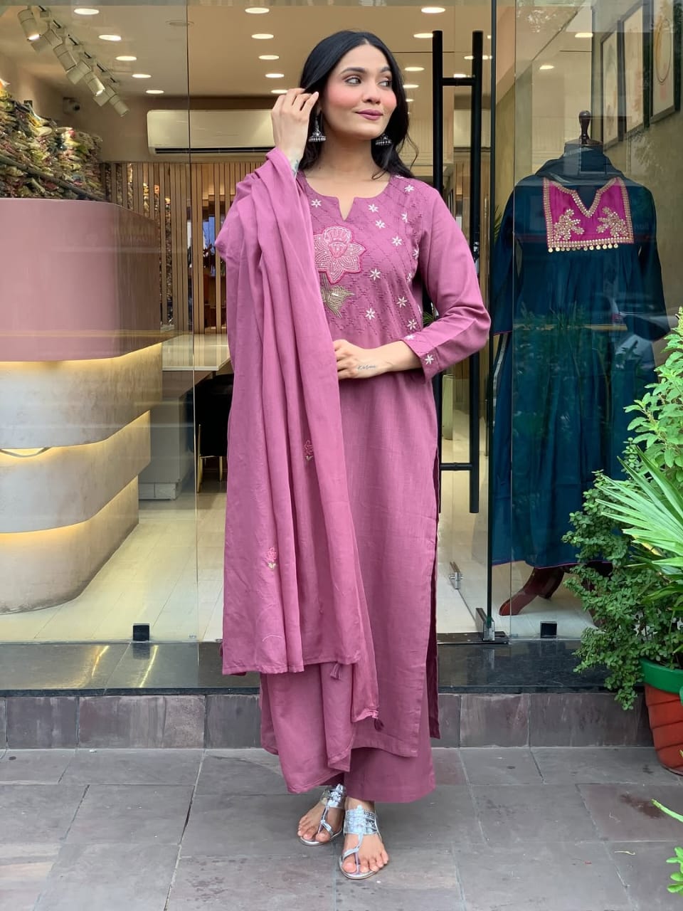 Premium Quality Cotton Kurti, Pants And Dupatta Set