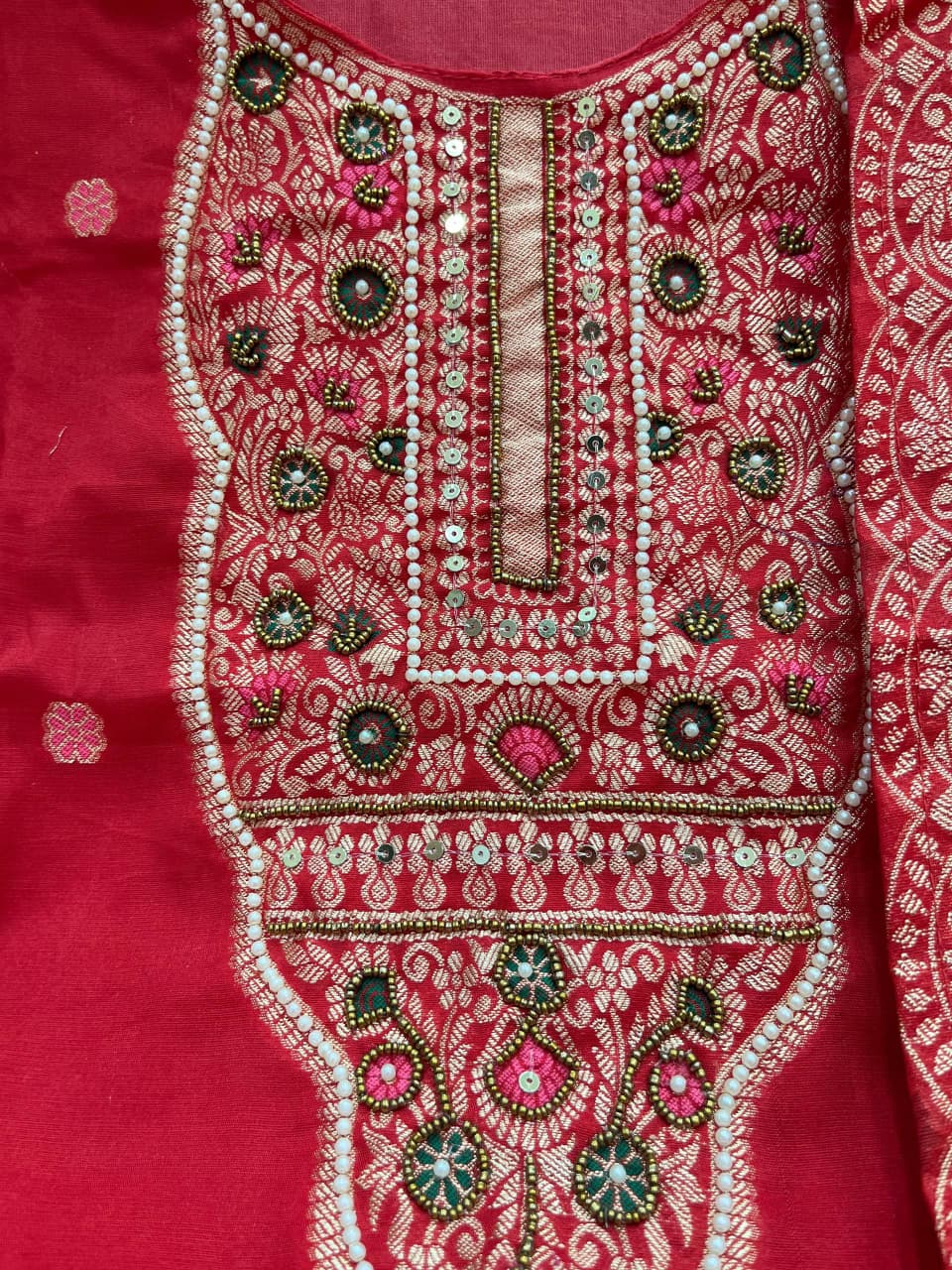 Elegant Red Embroidered Kurta Set with Dupatta