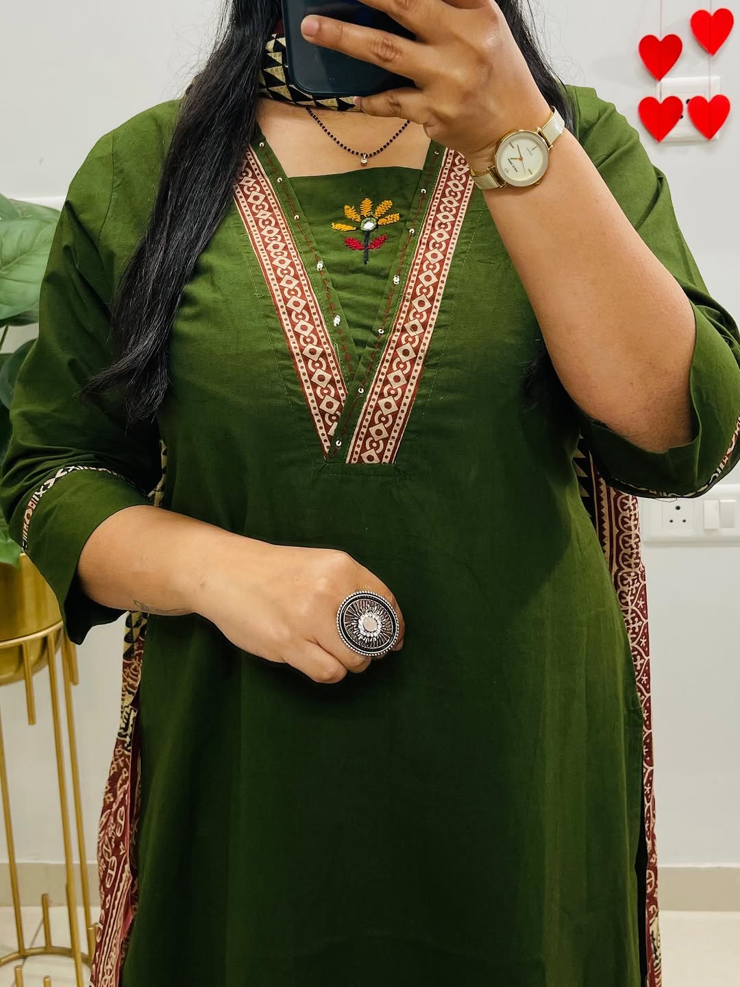 Graceful Olive Green Kurta Set with Printed Dupatta & Ethnic Pants