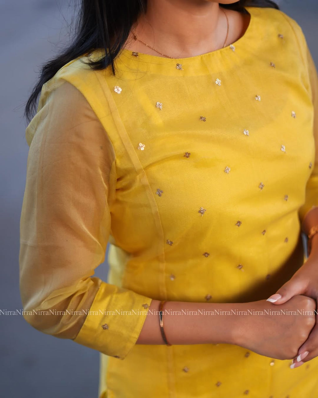 Sunshine Yellow Embroidered Organza Kurta Set with Dupatta