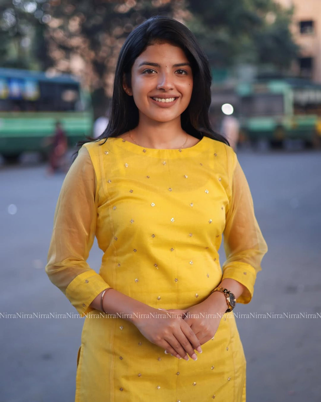 Sunshine Yellow Embroidered Organza Kurta Set with Dupatta