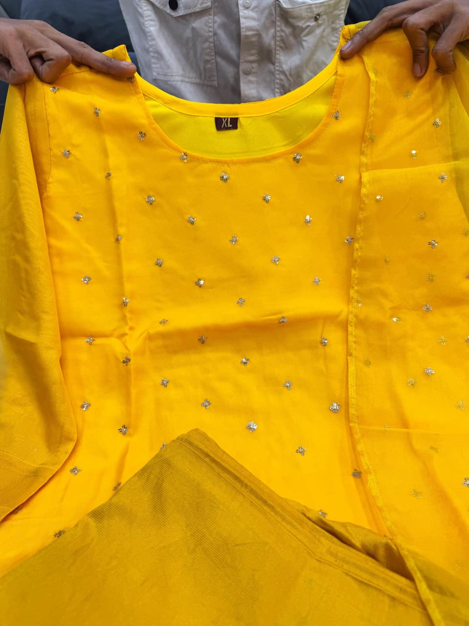 Sunshine Yellow Embroidered Organza Kurta Set with Dupatta