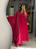 Elegant Rani Pink Anarkali Kurta Set with Dupatta