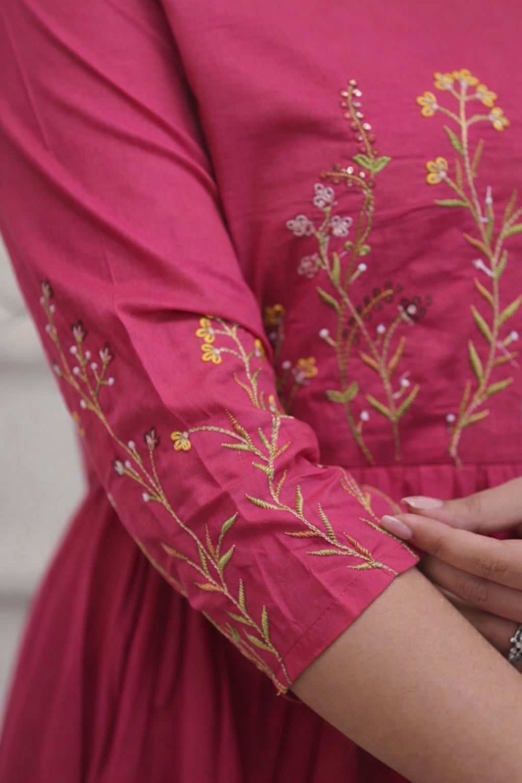 Elegant Pink Embroidered Anarkali Kurta Set with Dupatta
