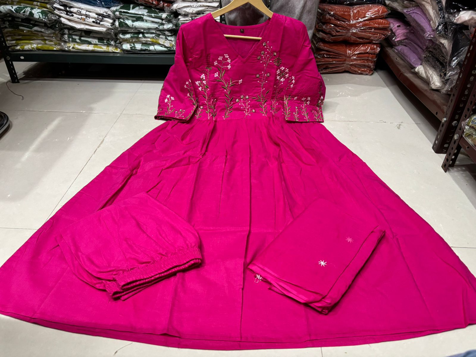Elegant Pink Embroidered Anarkali Kurta Set with Dupatta