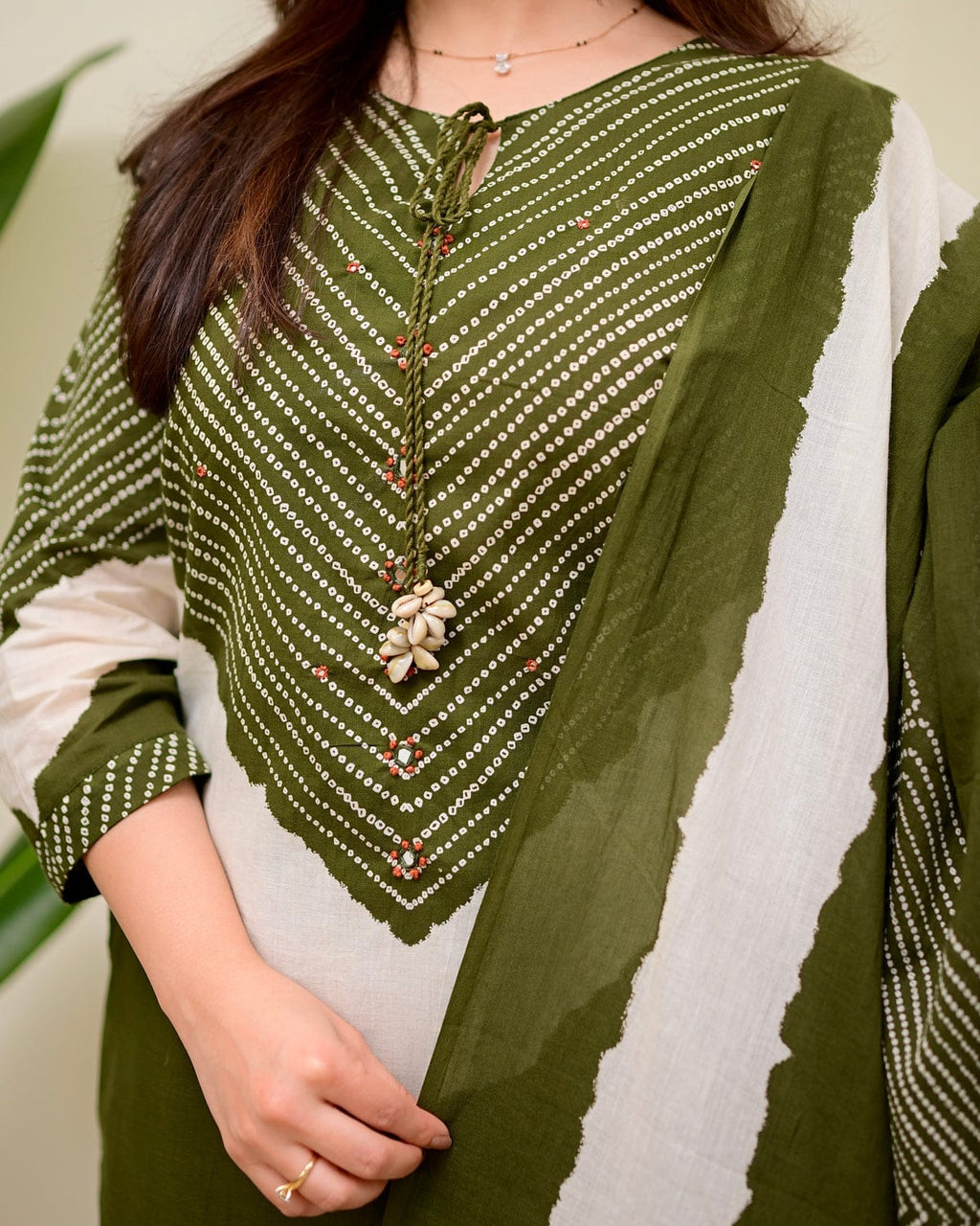 Elegant Olive Green Printed Kurta Set with Dupatta  Description: