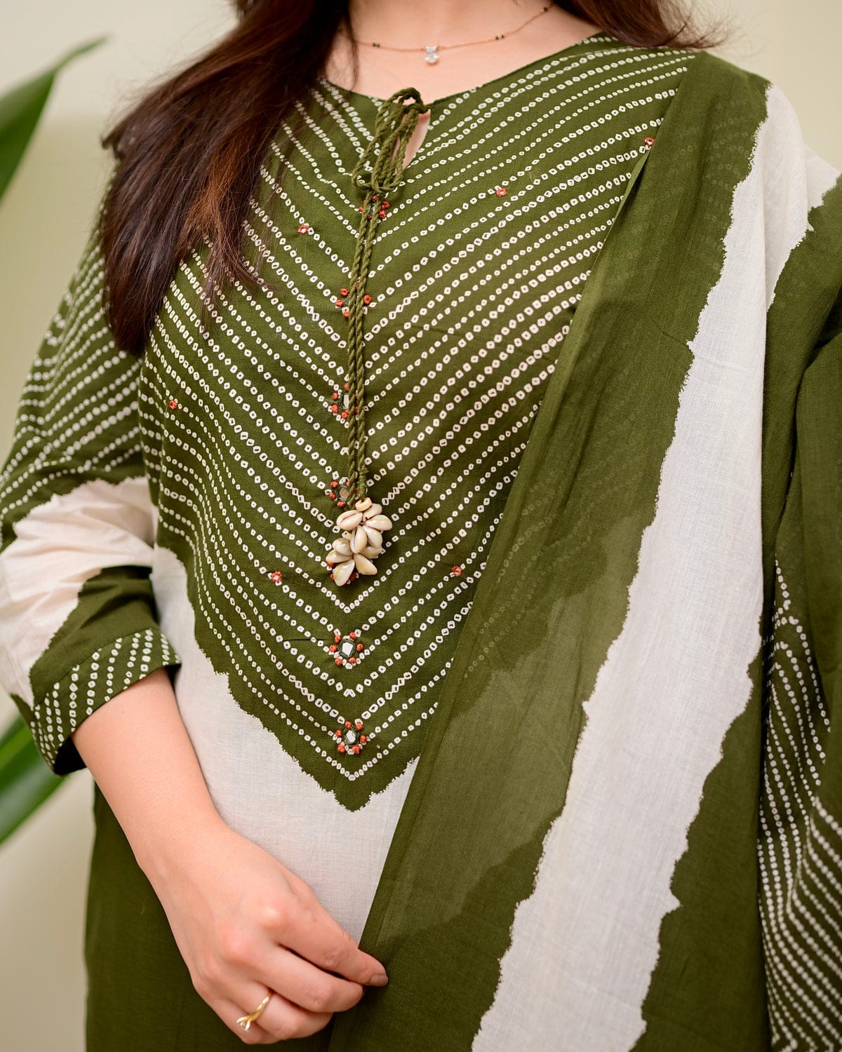 Elegant Olive Green Printed Kurta Set with Dupatta  Description: