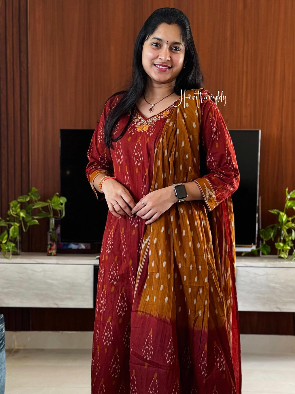 Azarak Cotton Ikat Print Kurti Set with Pant & Dupatta – Premium Ethnic Wear